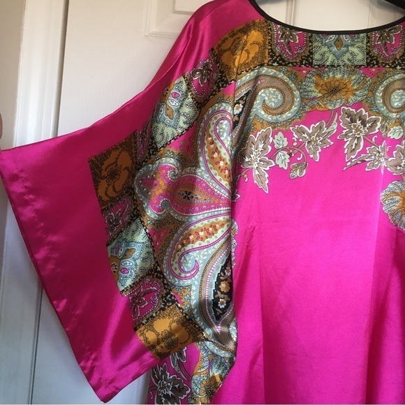 Tian Bao Gong  silk tunic large oversized pink paisley floral  Japanese brand - Picture 6 of 9